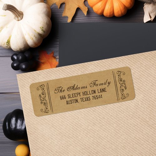Vintage Scroll Halloween Return Address Labels