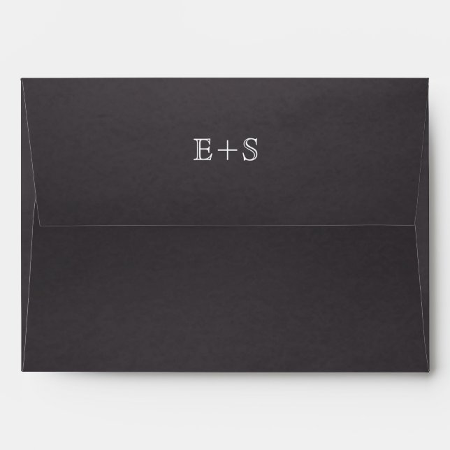 Vintage scroll leaf frame and chalkboard wedding envelope (Back (Top Flap))