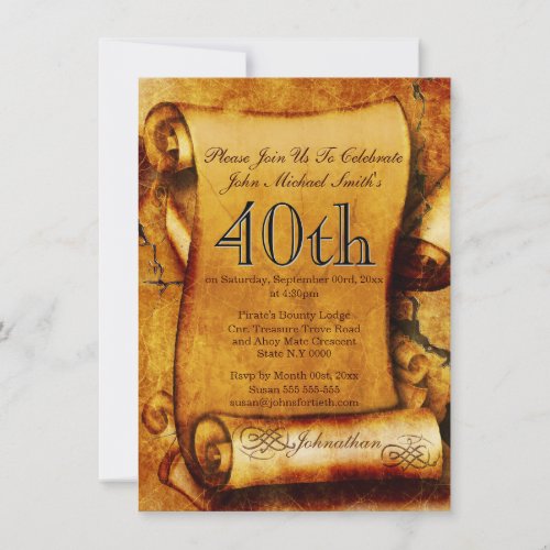 Vintage scroll parchment birthday 2  PERSONALIZE Invitation