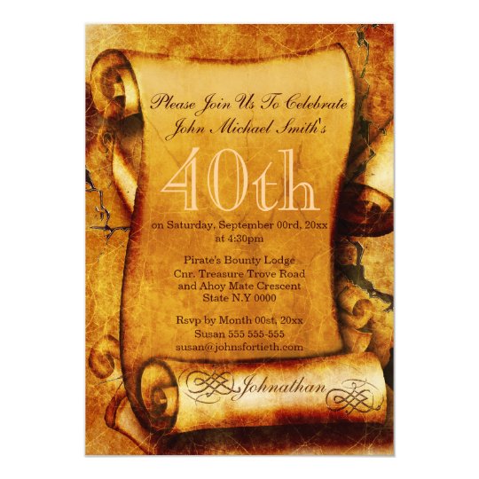 Vintage scroll parchment birthday PERSONALIZE Invitation ...