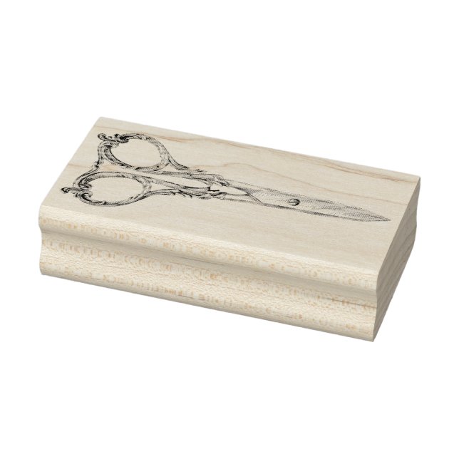 Vintage Scroll Sewing Scissors Rubber Art Stamp (Stamp)