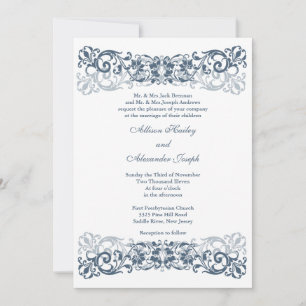 Vintage Scroll Wedding Invitation