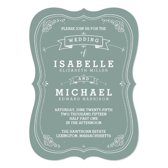 vintage scroll wedding invitation green zazzle com