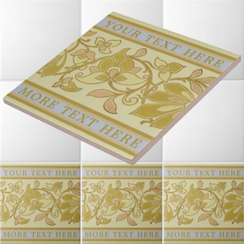 Vintage Scrolling Foliage Floral Frieze Template Ceramic Tile