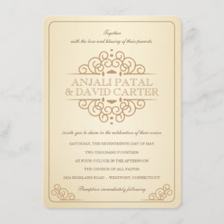 Vintage Scrolls Contemporary Casual Wedding Invitation