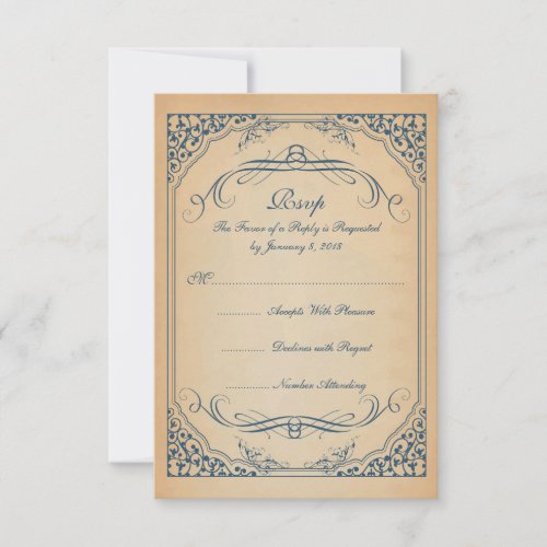 Vintage Scrolls Frame Weddong RSVP