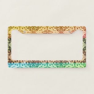 Vintage Scrolls Rainbow License Plate Frame