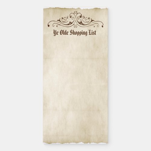 Vintage Scrollwork Parchment Ye Olde Shopping List Magnetic Notepad