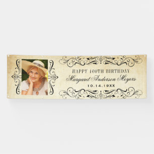 Vintage Scrollwork Photo Birthday Banner