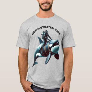 Vintage SCUBA Diver Riding a Big Killer Whale URM T-Shirt