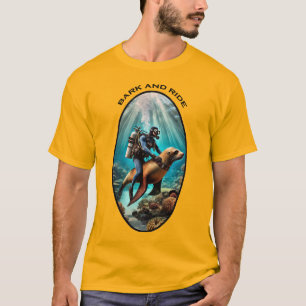 Vintage SCUBA Diving Diver Riding a Sea Lion URM T-Shirt