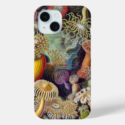 Vintage Sea Anemones Actiniae by Ernst Haeckel iPhone 15 Case