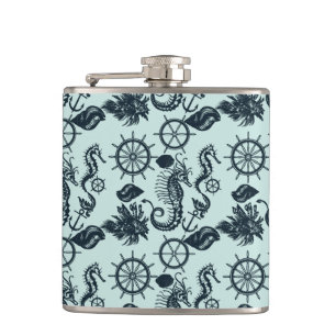 Vintage Sea Animal Pattern Flask