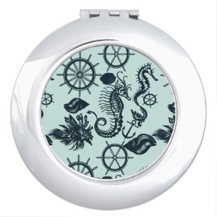 Vintage Sea Animal Pattern Mirror For Makeup