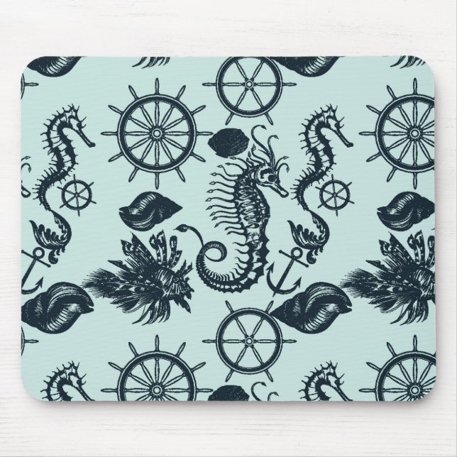 Vintage Sea Animal Pattern Mouse Pad (Front)
