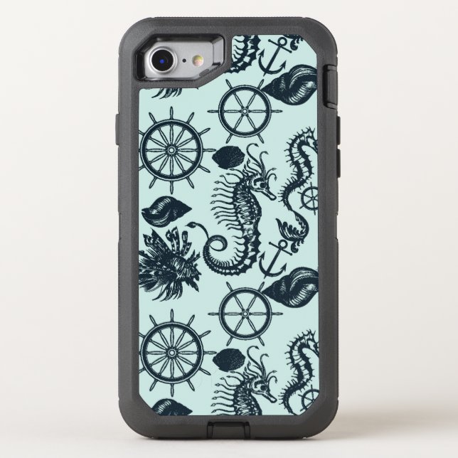 Vintage Sea Animal Pattern Otterbox iPhone Case (Back)