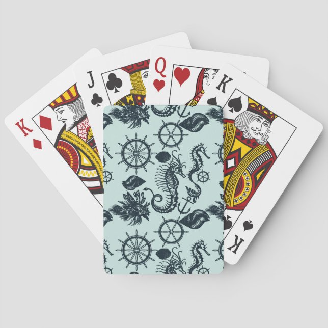 Vintage Sea Animal Pattern Poker Cards (Back)