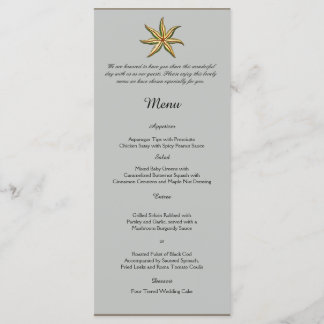 Vintage Sea Animals Beach Wedding Menu