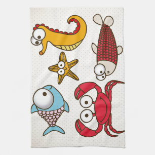 Vintage Sea Animals Kitchen Towel
