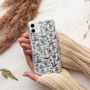 Vintage Sea Creatures Pattern Black White iPhone 11 Pro Case