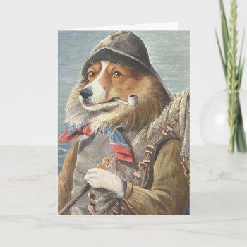 Vintage Sea Dog Card - Fishing by vintagecreations at Zazzle