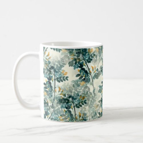 Vintage Sea Green Foliage Leaves Elegant Pattern Coffee Mug