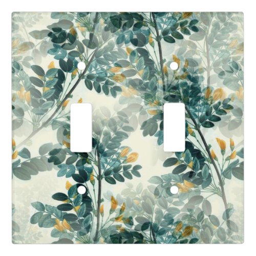 Vintage Sea Green Foliage Leaves Elegant Pattern Light Switch Cover