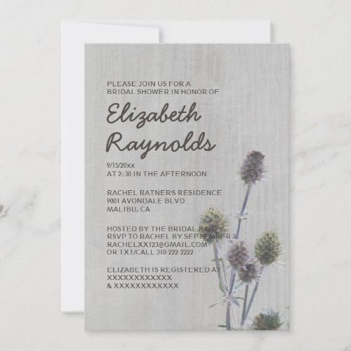 Vintage Sea Holly Bridal Shower Invitations