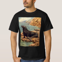 Vintage Sea Lion by the Seashore, Marine Mammals