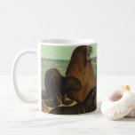 Vintage Sea Lions on the Beach, Marine Life Animal Coffee Mug