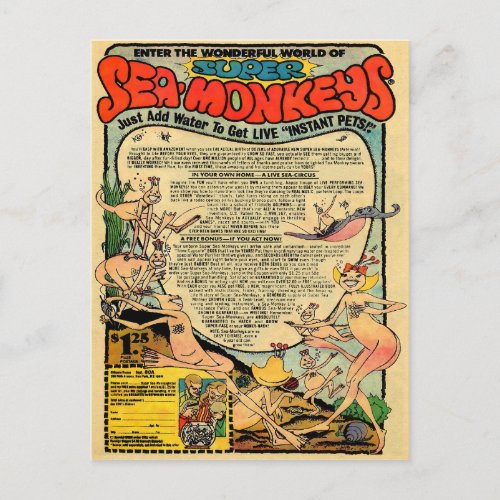 Vintage Sea Monkeys Advertisement Postcard