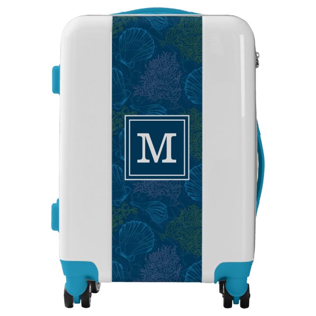 Vintage Sea Pattern | Add Your Initial Luggage (Front)