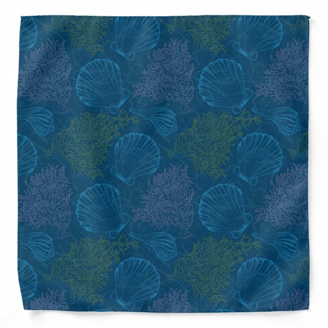 Vintage Sea Pattern Bandana (Front)