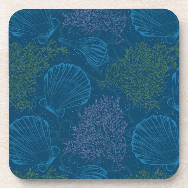 Vintage Sea Pattern Beverage Coaster (Front)