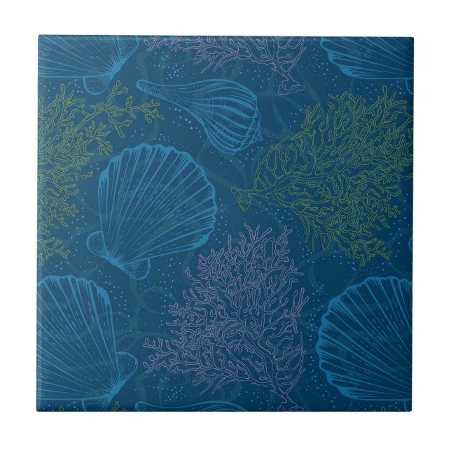 Vintage Sea Pattern Ceramic Tile (Front)