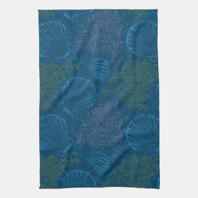 Vintage Sea Pattern Towel (Vertical)