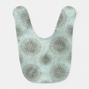 Vintage Sea Shanty Steampunk Compass Ephemera Baby Bib