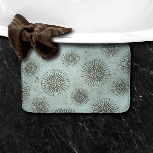 Vintage Sea Shanty  Steampunk Compass Ephemera Bath Mat