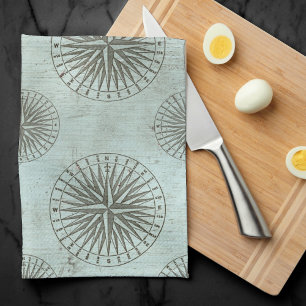 Vintage Sea Shanty Steampunk Compass Ephemera Kitchen Towel