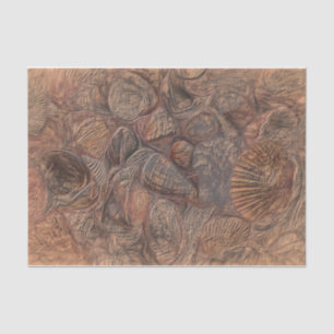 Vintage Sea Shells Ocean Beach Brown Decoupage Tissue Paper