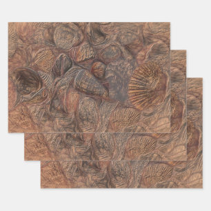 Vintage Sea Shells Ocean Beach Brown Decoupage Wrapping Paper Sheets