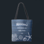 Vintage Sea Shells Rustic Wood Custom Beach House  Tote Bag<br><div class="desc">A fun bag for the beach featuring vintage sea shells set against a weather faux wood background.  Add 4 lines of custom text to personalize.  Makes a wonderful beach home hostess gift or great for a family reunion or wedding on the beach.</div>
