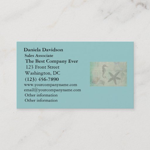 Customizable Vintage Sea Shells, Starfish, and SeaHorse Business Card