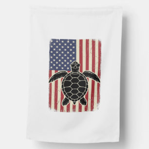 Vintage Sea Turtle American Flag Patriotic Shirt D