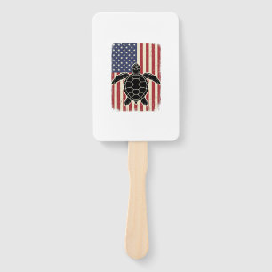 Vintage Sea Turtle American Flag Patriotic Shirt D Hand Fan