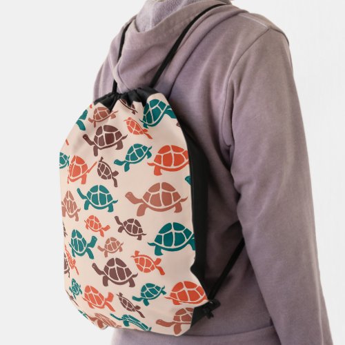 Vintage Sea Turtle Drawstring Bag