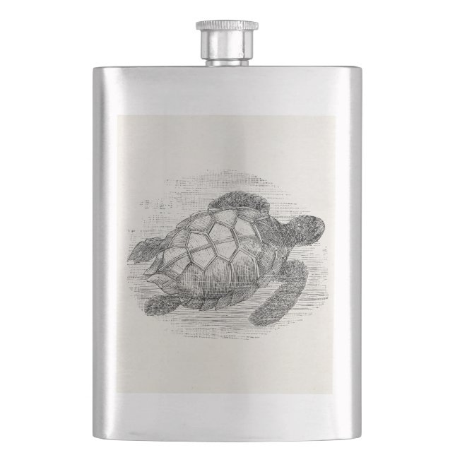 Vintage Sea Turtle Personalized Marine Turtles Flask (Front)