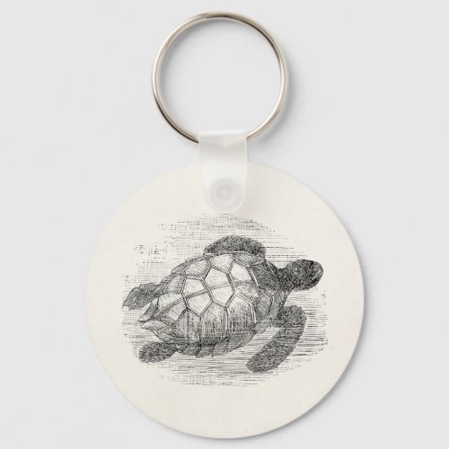 Vintage Sea Turtle Personalized Marine Turtles Keychain
