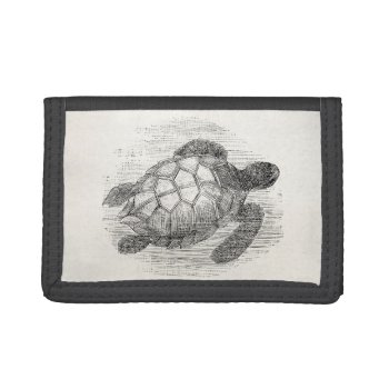 Vintage Sea Turtle Personalized Marine Turtles Tri-fold Wallet by SilverSpiral at Zazzle