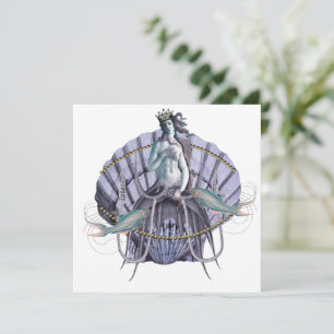 Vintage Sea Witch Collage Square Flat Card